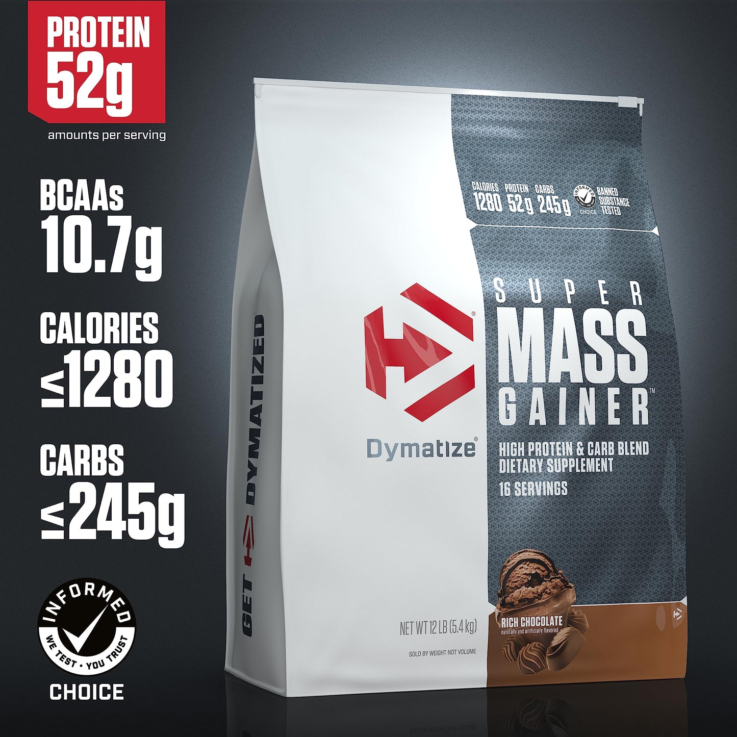 Dymatize Super Mass Gainer Protein Powder Rich Chocolate 192 Servings