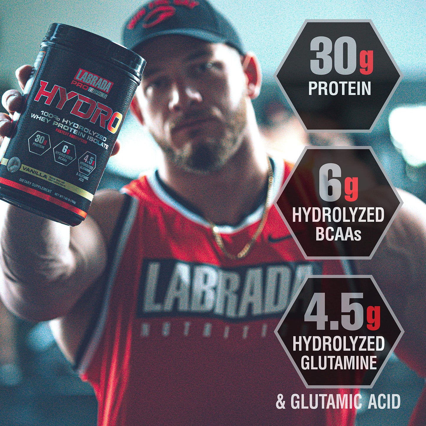Labrada Hydro 100% Pure Hydrolyzed Whey Protein Isolate Powder, Vanilla, 1.68 lb