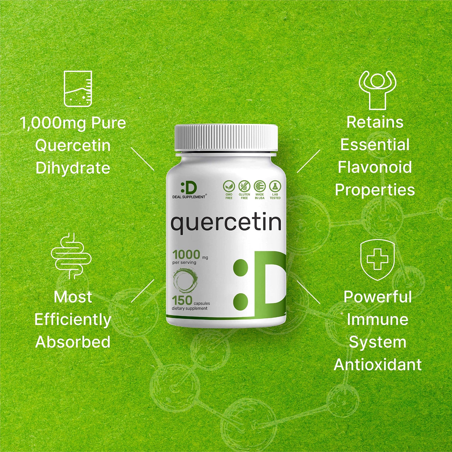 DEAL SUPPLEMENT Quercetin 1000mg Capsule, 300 Capsules