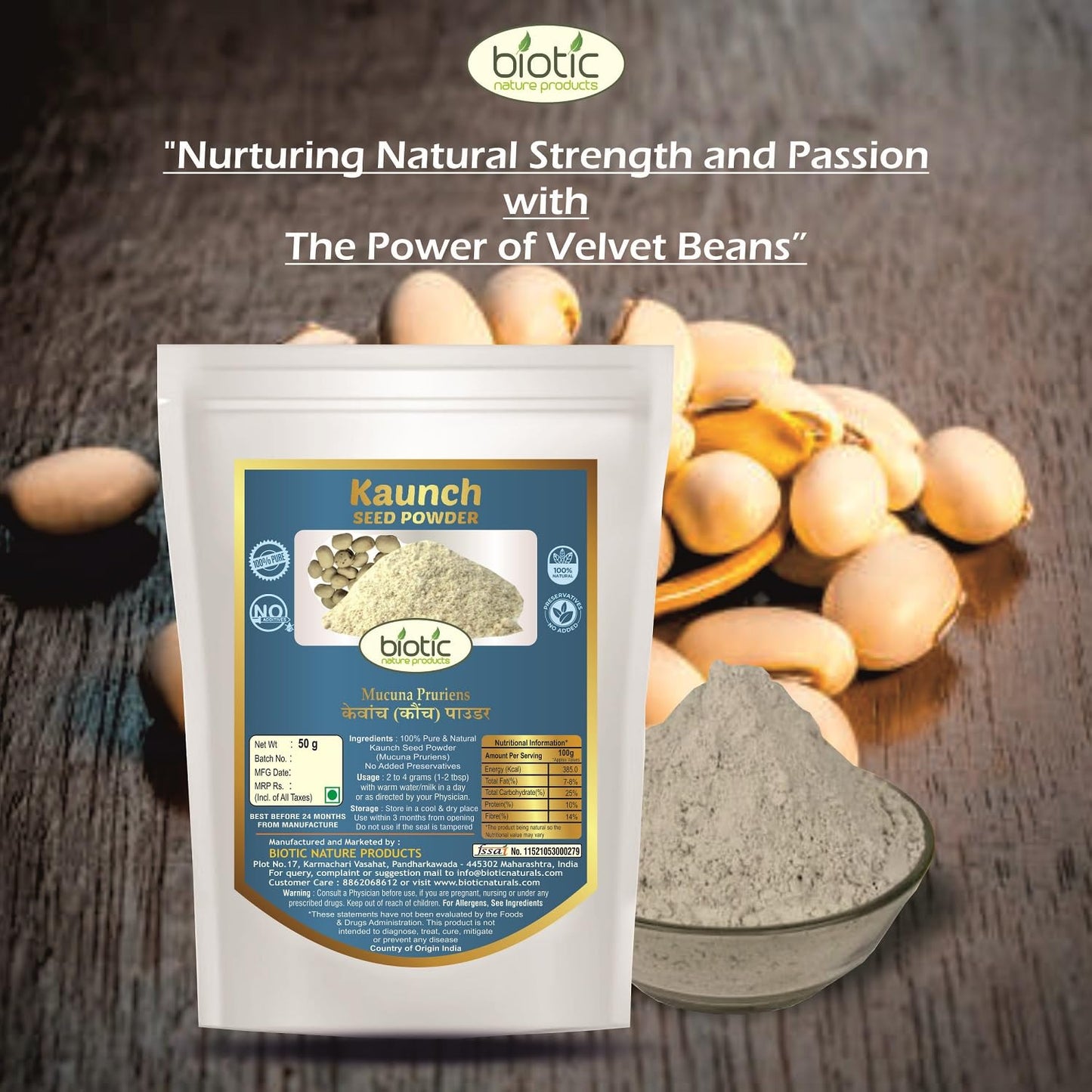 Biotic Safed Musli, Ashwagandha, Shatavari, Gokhru, Vidarikand & Kaunch Seed Powder, 1