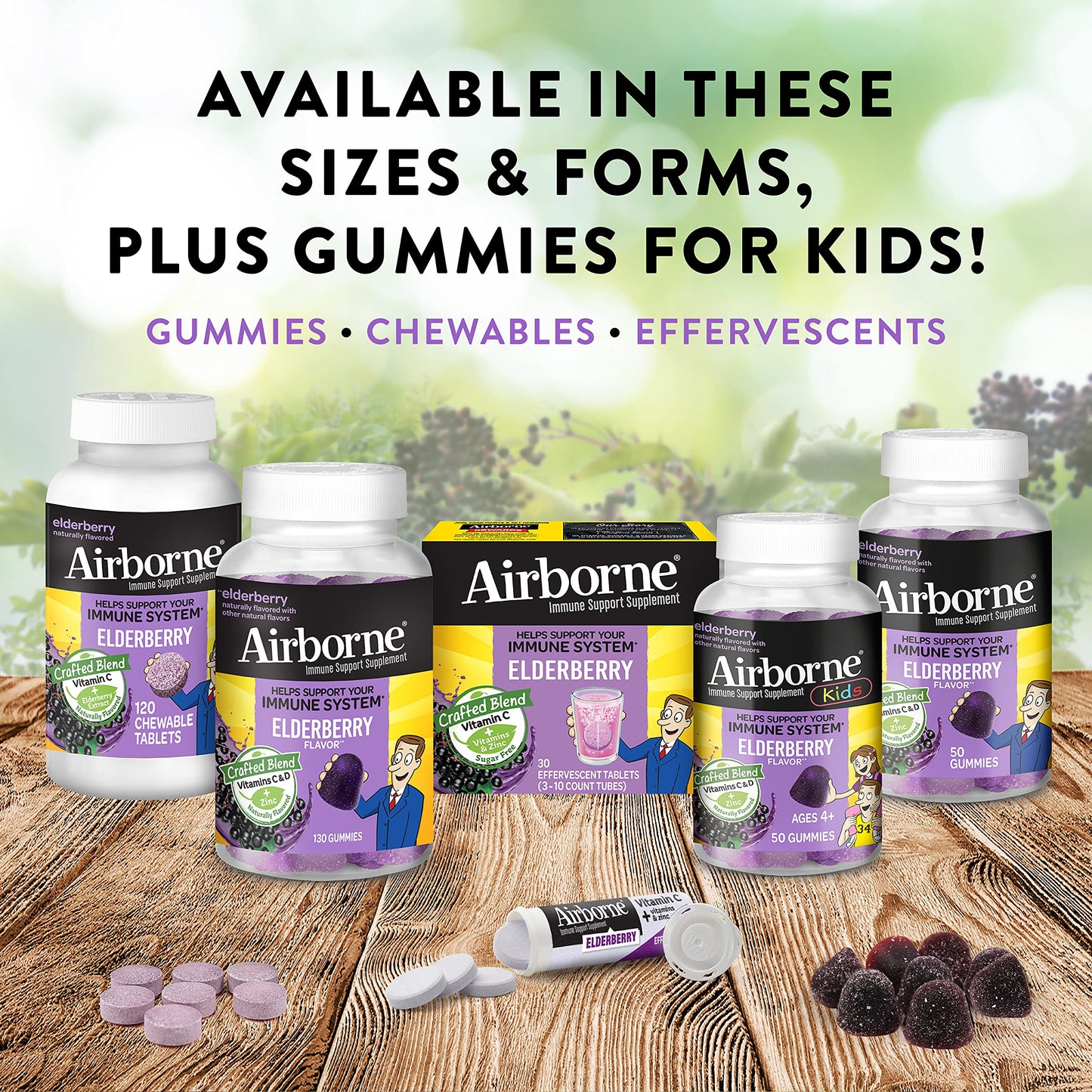 Airborne Elderberry + Zinc & Vitamin C Gummies for Adults, 60 Gummies