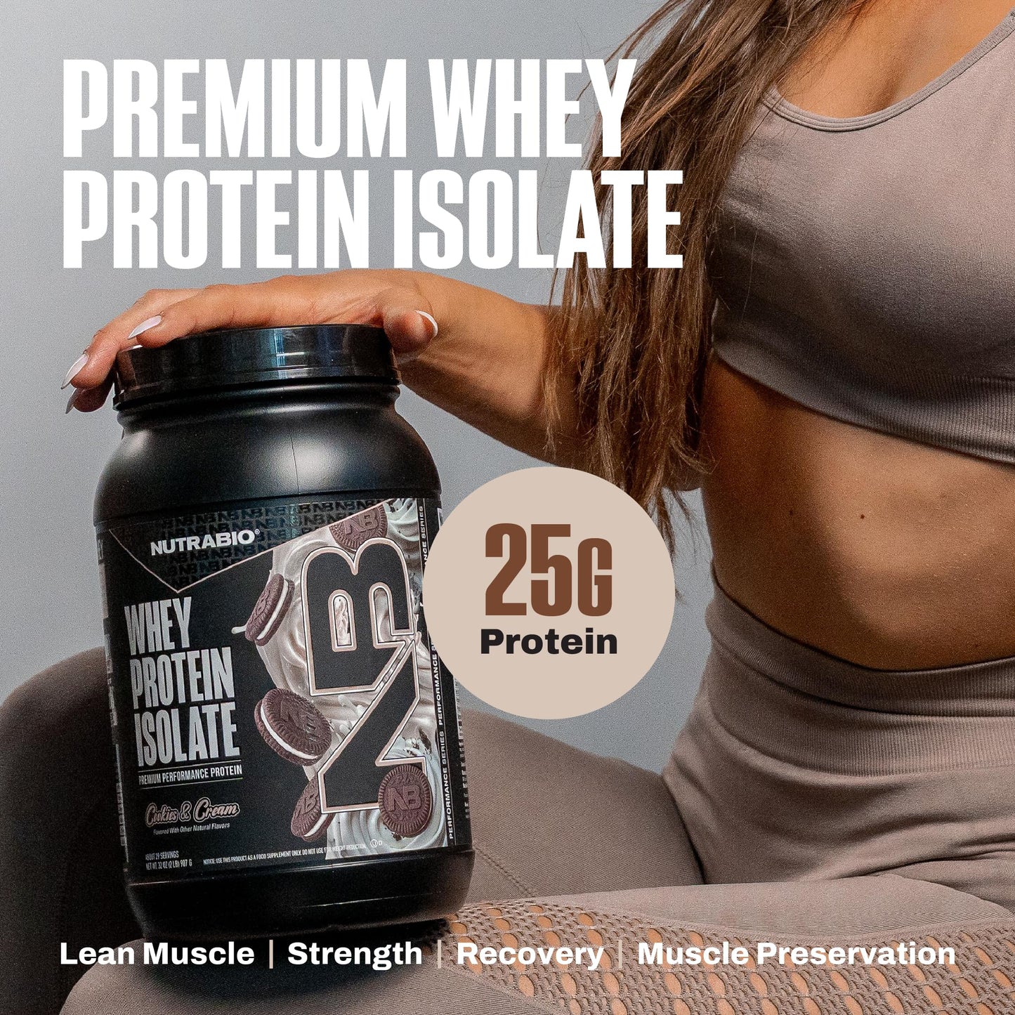 NutraBio 100% Whey Protein Isolate Protein Powder, 32 Servings