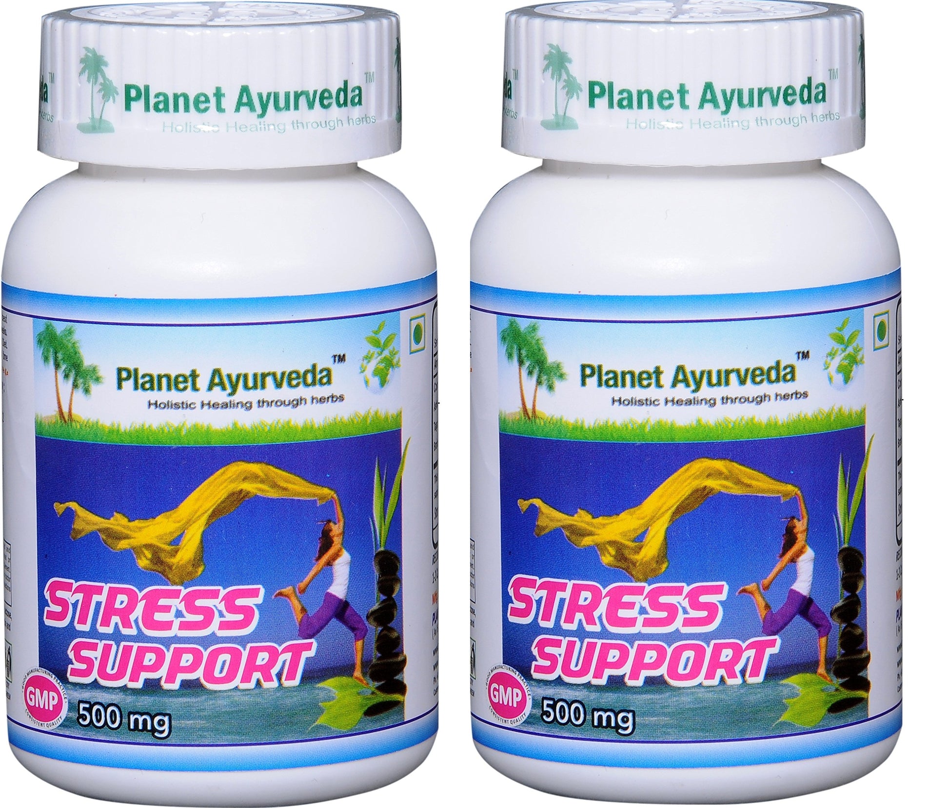 Planet Ayurveda Stress Support 500mg Veg Capsules 2 Bottles