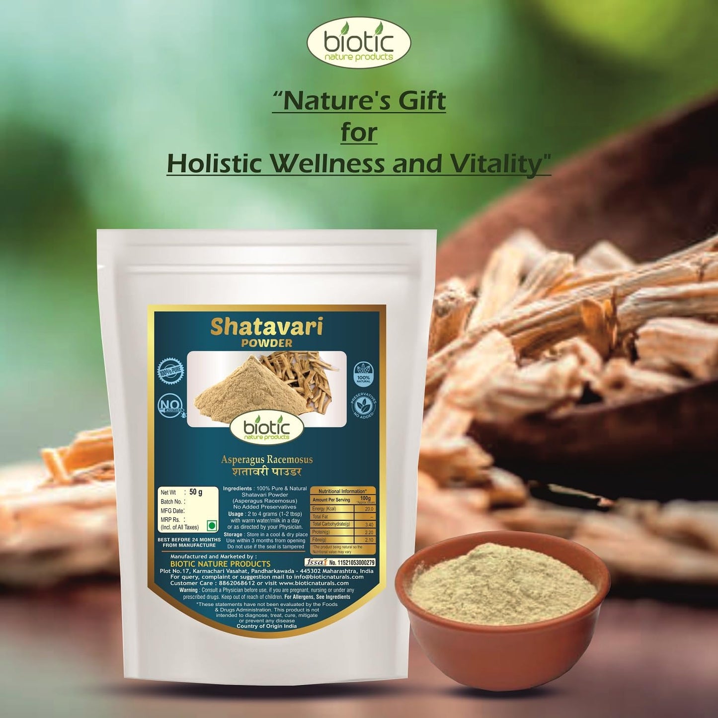 Biotic Safed Musli, Ashwagandha, Shatavari, Gokhru, Vidarikand & Kaunch Seed Powder, 1