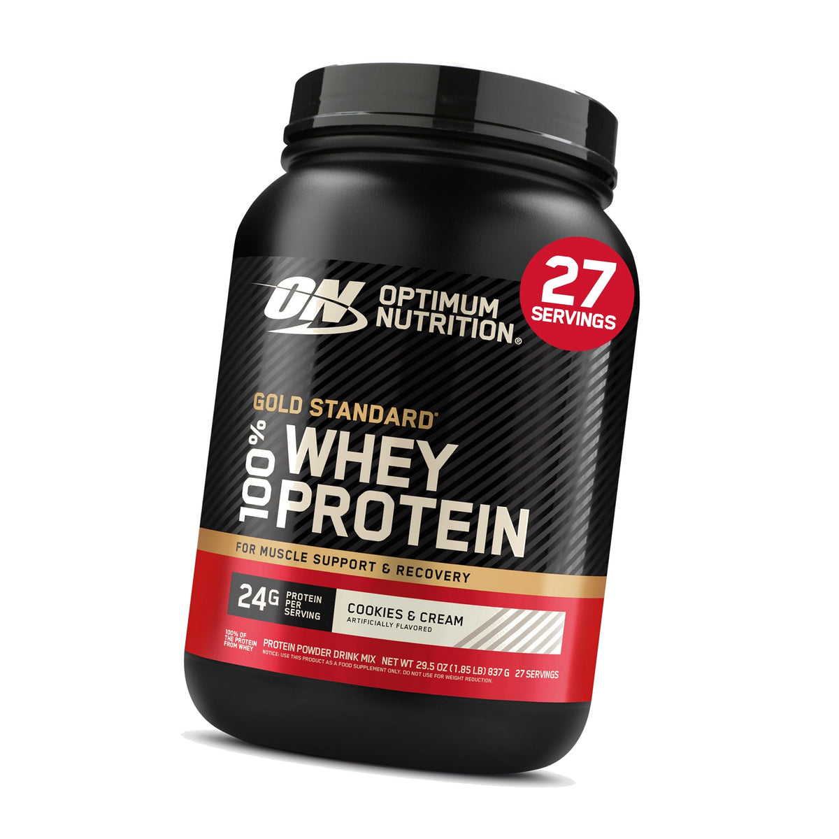 Optimum Nutrition Gold Standard Whey Protein Powder, Cookies & Cream, 2 LB