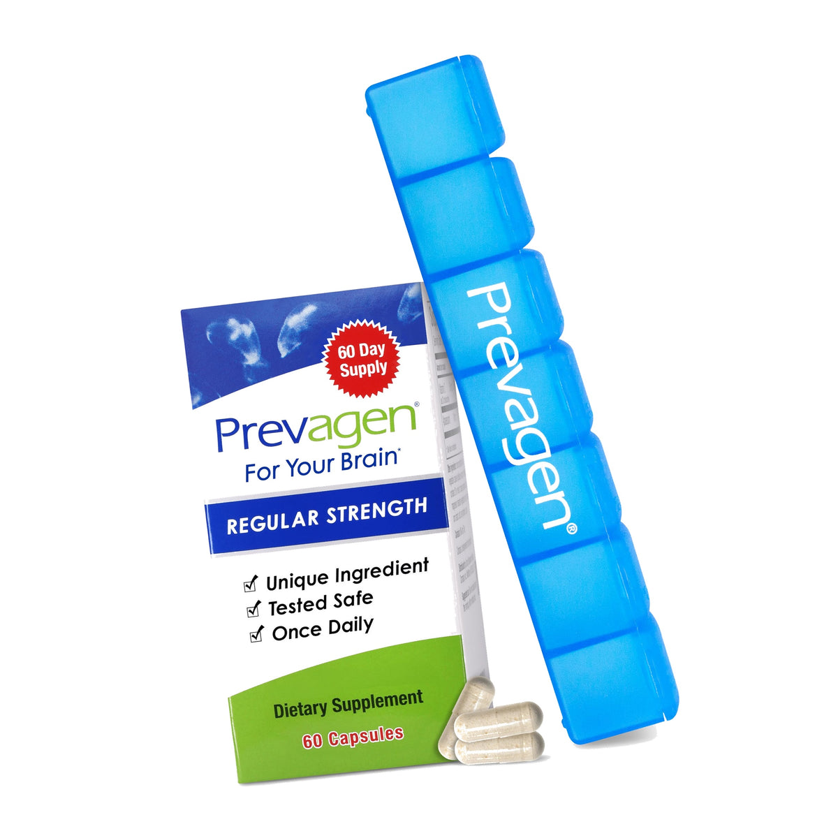 Prevagen Regular Strength with 7-Day Pill Minder, 60 Capsules, 1-Pack