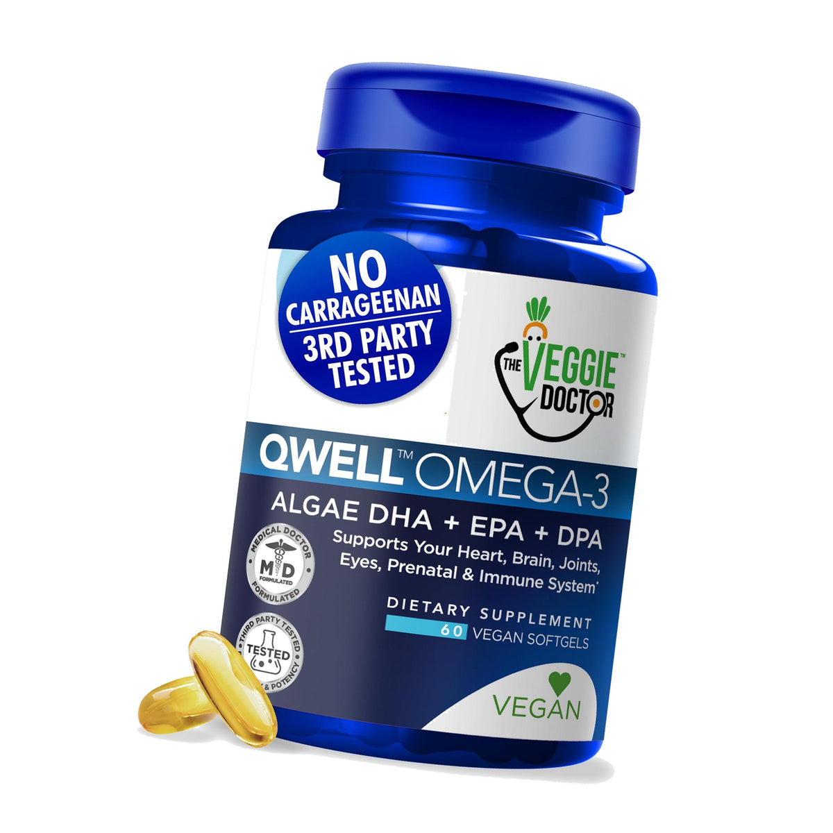 Vegan Omega 3 Supplement – Algae Omega 3 with DHA EPA DPA – Vegan Capsules from Algal – Fish Oil Alternative – Plant-Based Algae Oil Formula – Non-GMO, Carrageenan-Free, High Strength