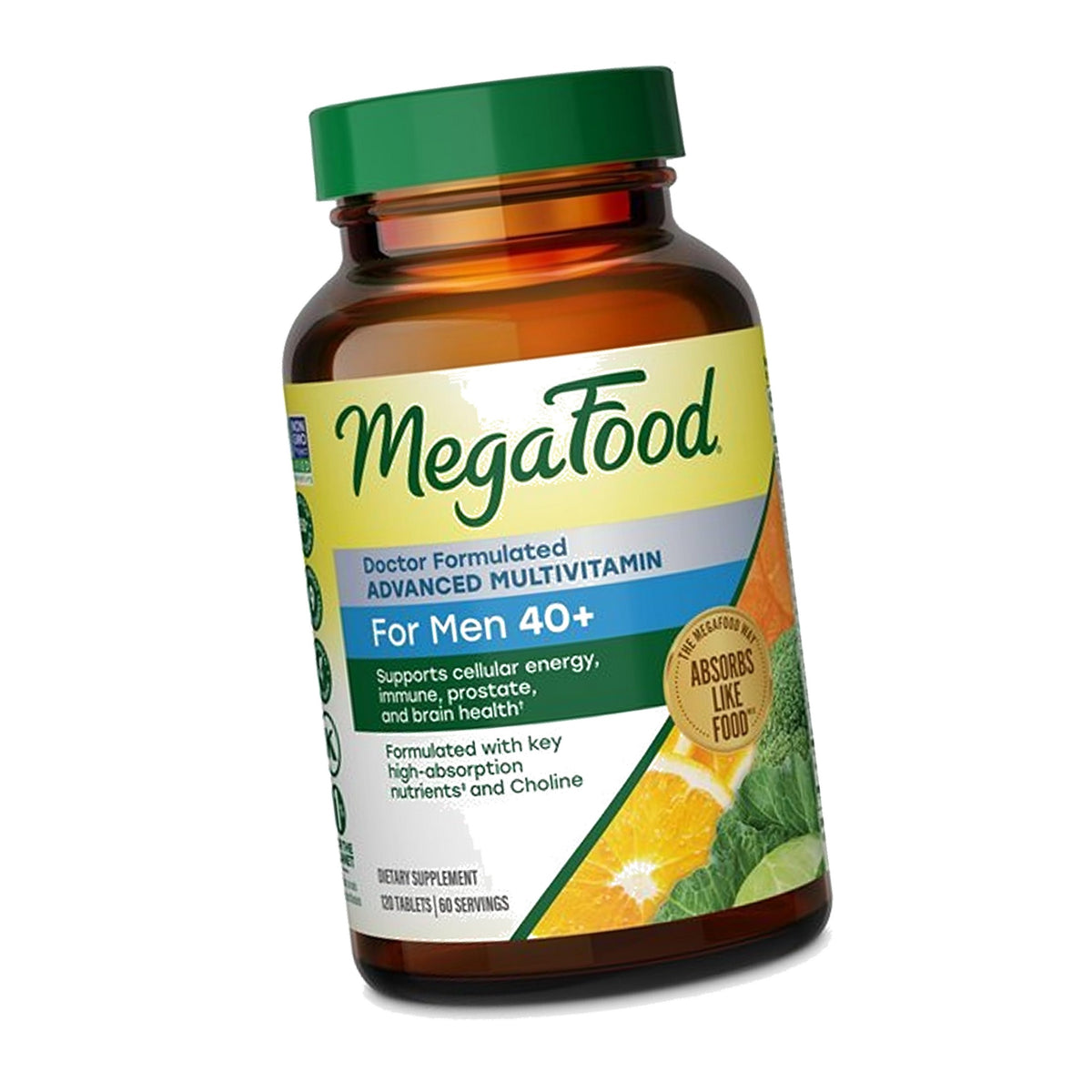 MegaFood Advanced Multivitamin for Men 40+ Doctor Formulated, 120 Tablets