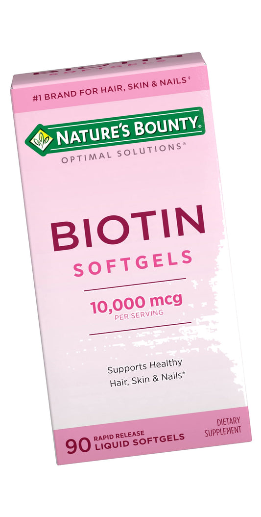 Nature's Bounty Biotin 10000mcg Supplement, 90 Rapid Release Softgels