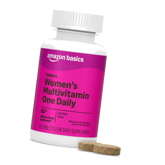 Amazon Basics Women’s One Daily Multivitamin, 59% Whole Food Cultured, Vegan, 65 Tablets, 2 Month Supply, (Previously Amazon Elements)