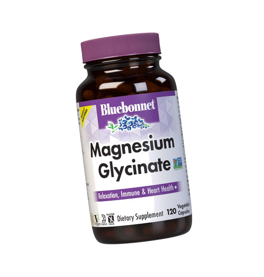 Bluebonnet Nutrition Magnesium Glycinate 400mg Maximum Absorption Mineral Complex Supports Energy Production & Enzyme Function - Non-GMO, Soy-Free, Gluten-Free - 120 Veggie Capsules