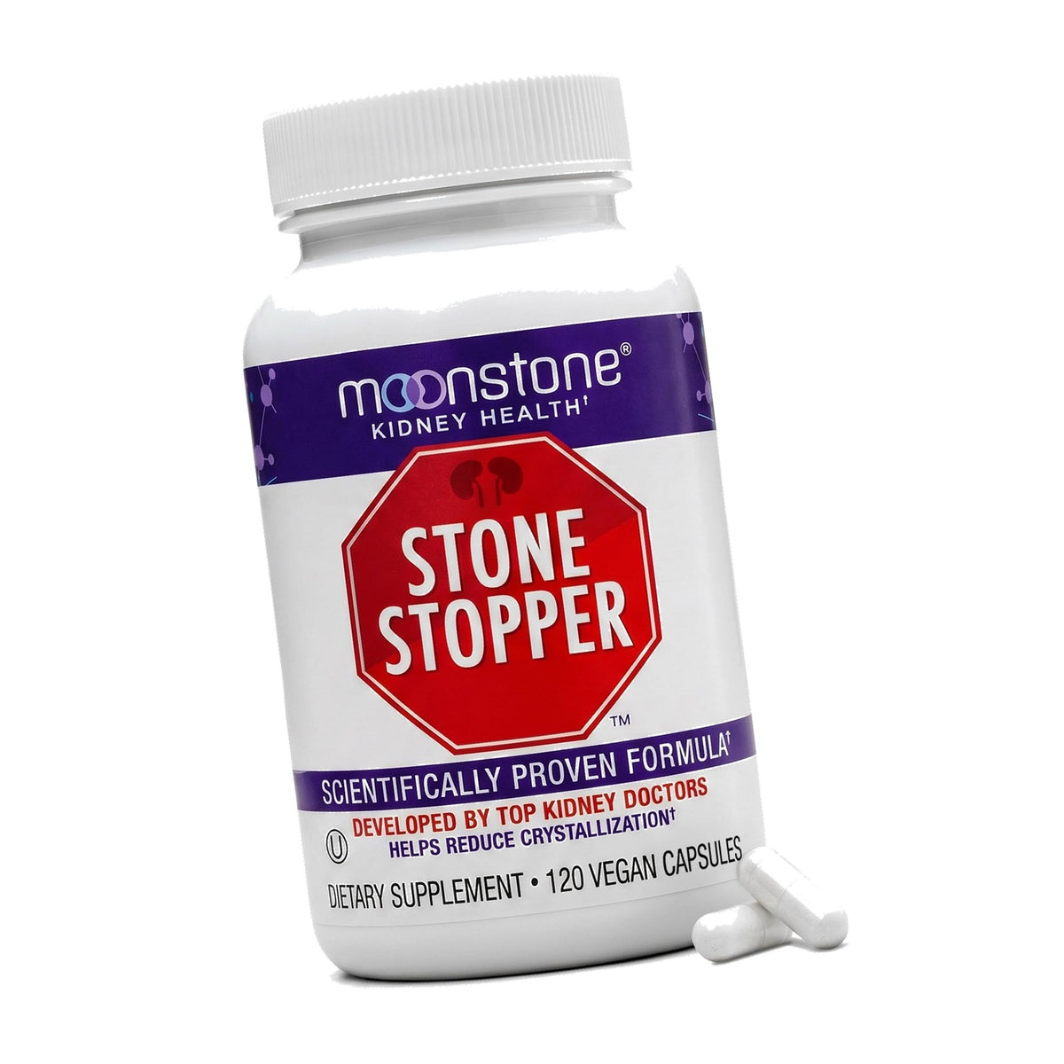 Moonstone Stone Stopper Capsules, Kidney Stone Prevention, Calcium Oxalate Protector, Alkali Citrate