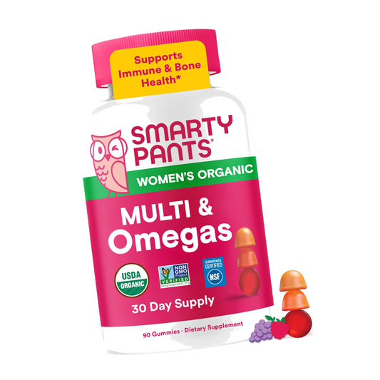 SmartyPants Organic Women's Multivitamin Gummies, Omega 3, Zinc, 120 Ct