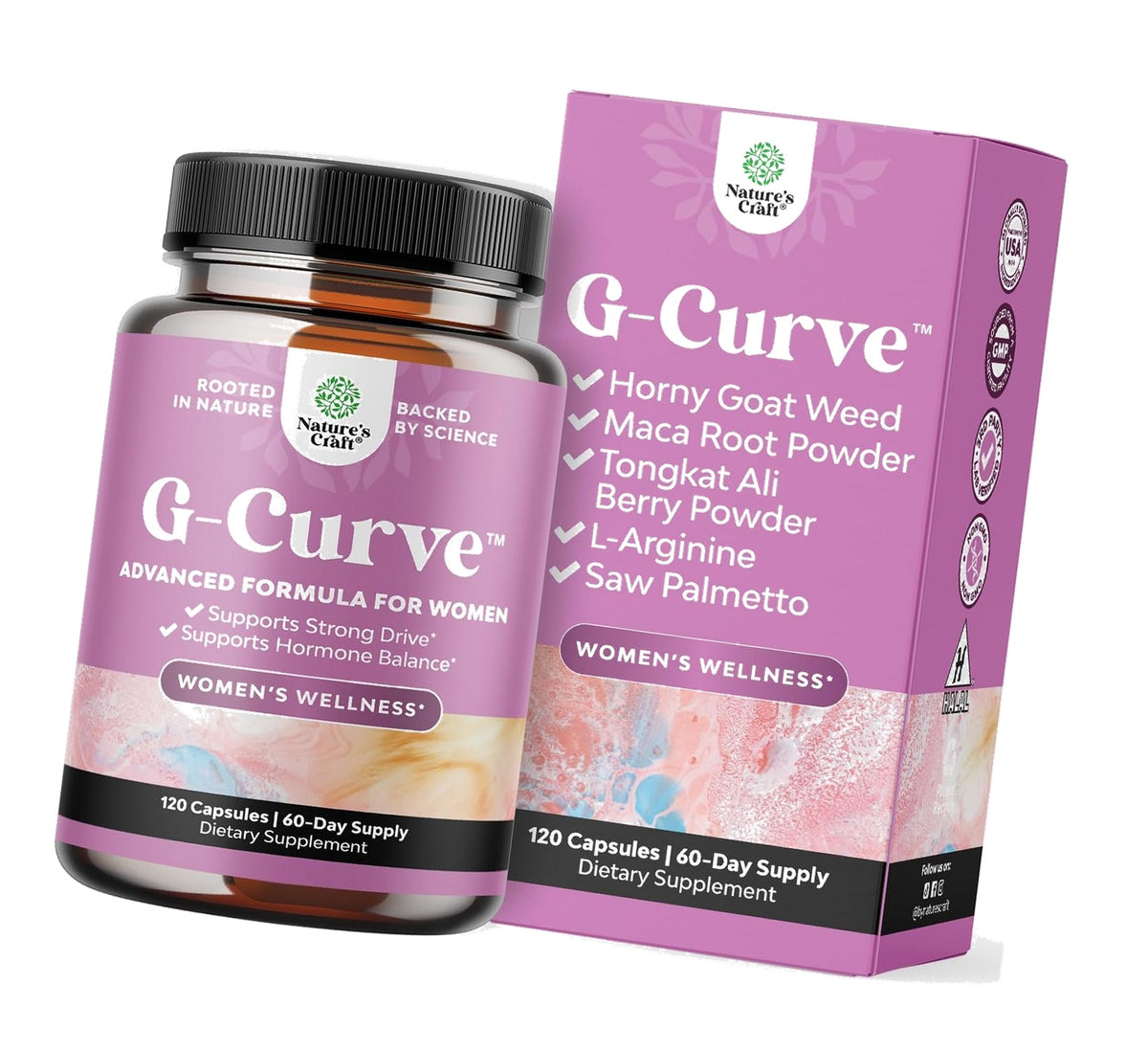 G-Curve Butt & Breast Enhancement Pills, Weight Gain - 120 Count