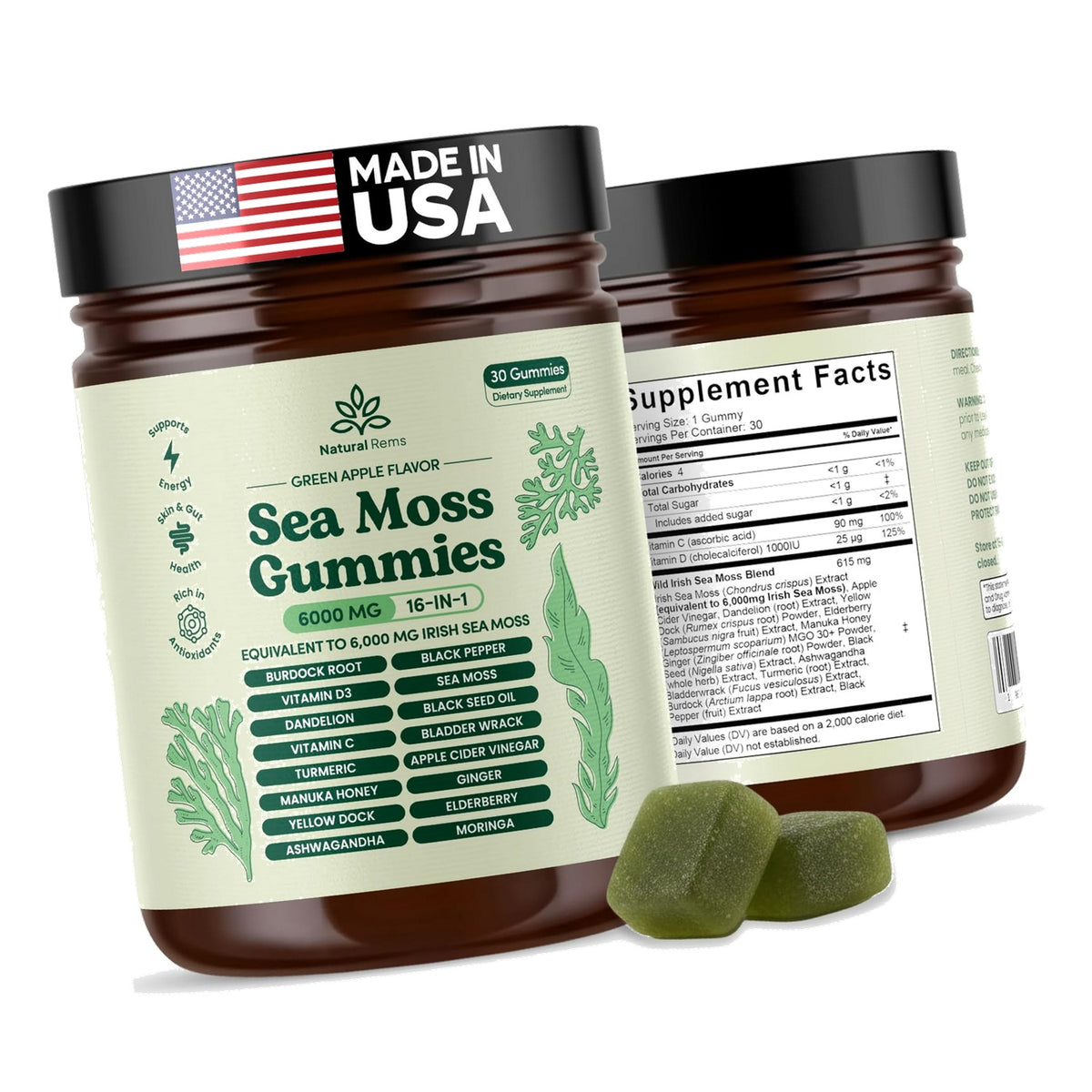 Natural Rems Sea Moss Gummies 16-in-1