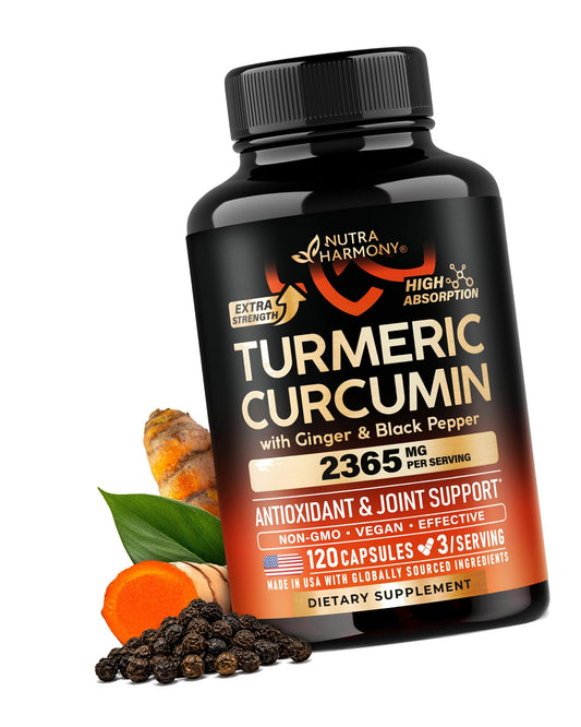 Turmeric Curcumin Supplement 2365mg - with Ginger & Black Pepper - 120 Caps