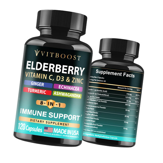 VITBOOST Immune Support Supplement 8 in 1 with Vitamin D 5000 IU - 120 CT
