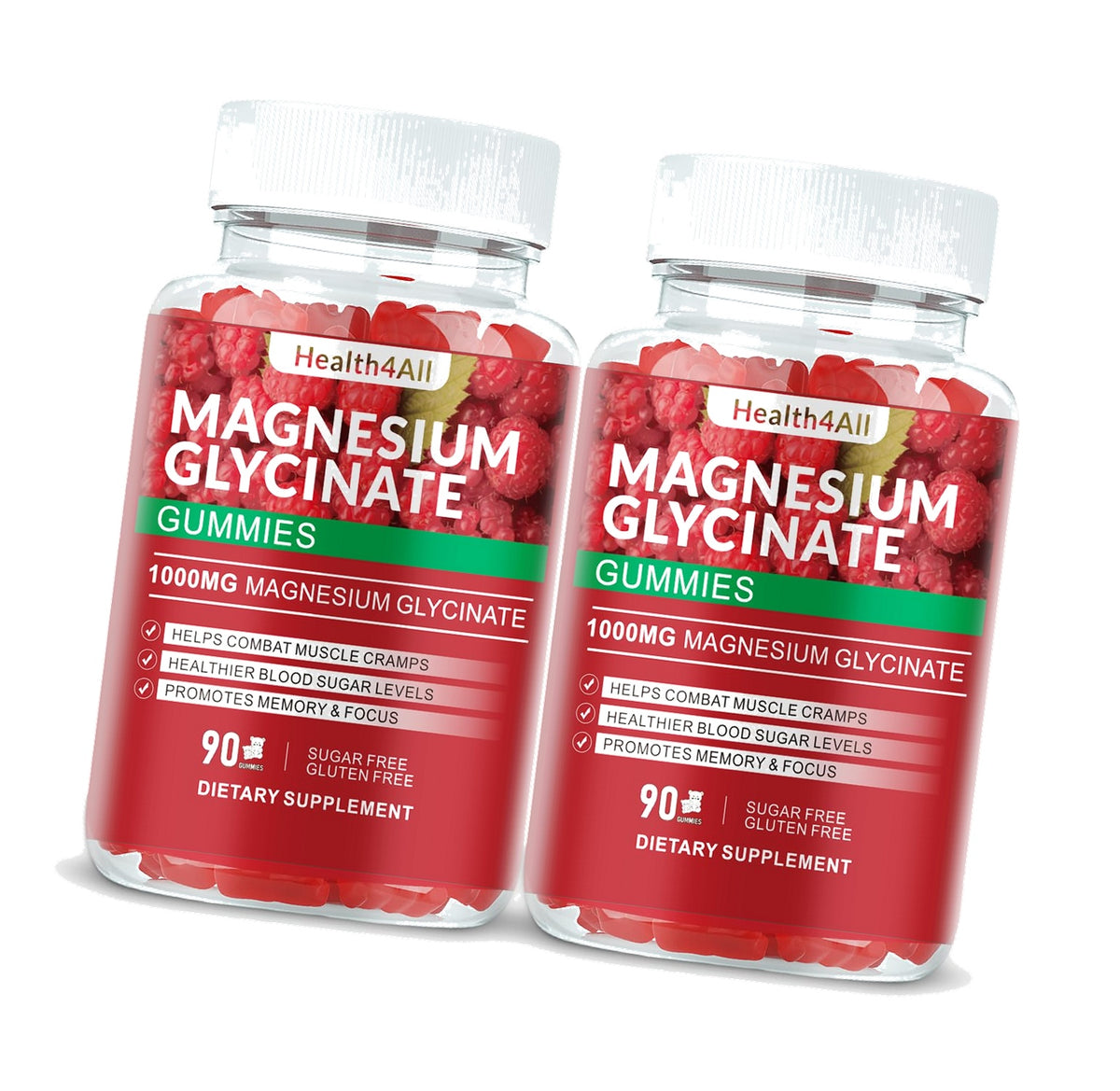 Magnesium Glycinate Gummies 1000mg, High Absorption Sugar Free Magnesium Potassium Supplement for Relaxation, Stress Relief, and Sleep Support for Adults & Kids - 180 Raspberry Gummies
