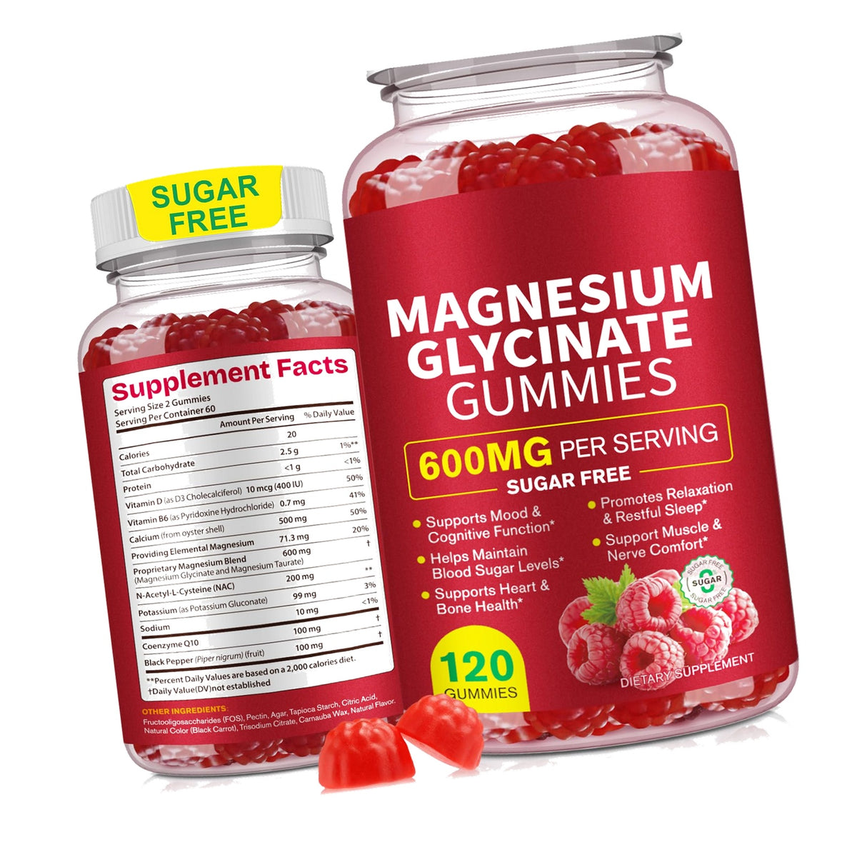 120 Count Magnesium Glycinate Gummies 600mg for Adults, Sugar Free