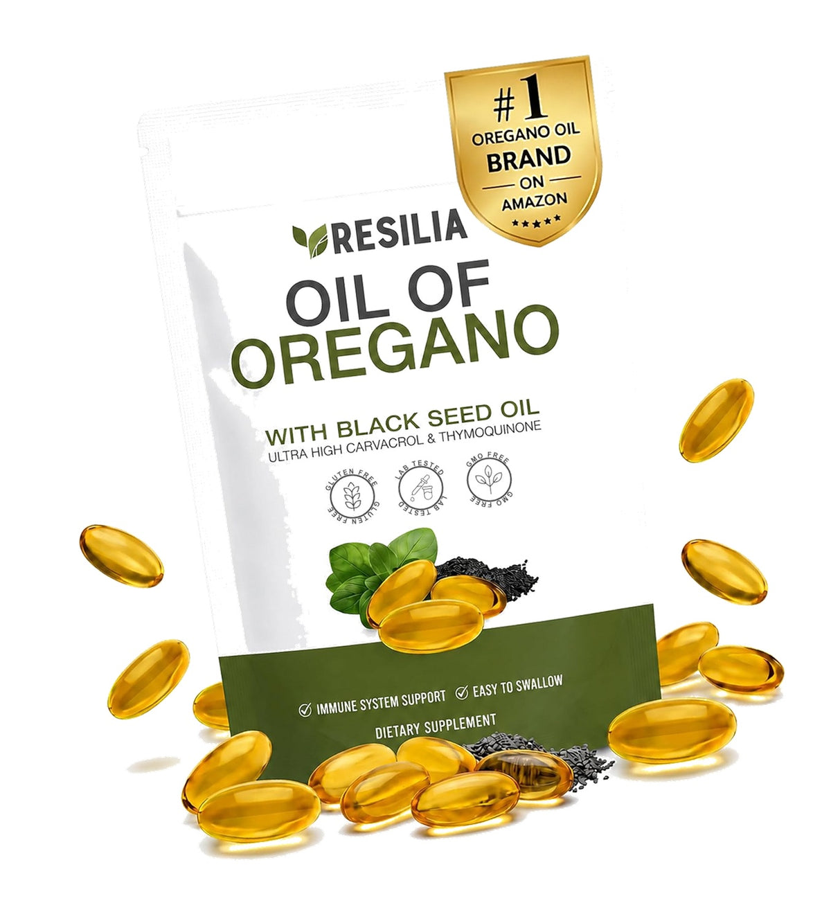 Resilia Oil Of Oregano Softgels with Black Seed Oil - 60 Softgels