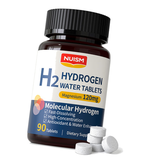 NUISM H2 Hydrogen Water Tablets - Molecular Hydrogen Tablets for Drinking Water with Magnesium, 12 PPM Antioxidant for Muscle Recovery, Cellular Energy, Metabolism, Hydration, Brain & Gut Health 90ct