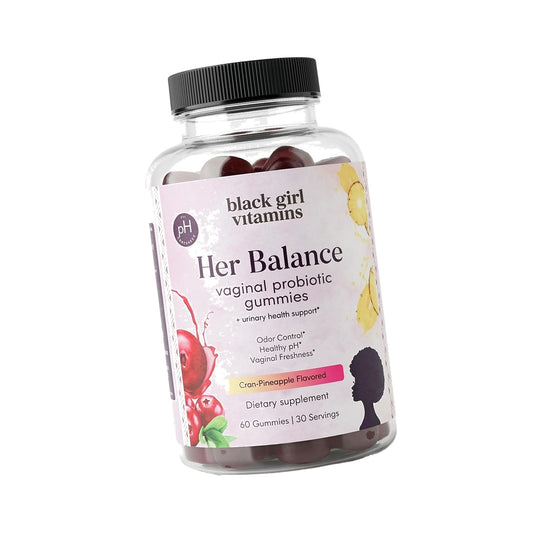 Black Girl Vitamins Her Balance Vaginal Probiotic Gummies – pH Balance & Odor Support, Feminine Health + Urinary Tract Support, 2B CFU Lactobacillus, Vegan, Gluten-Free, Halal (30-Day Supply)