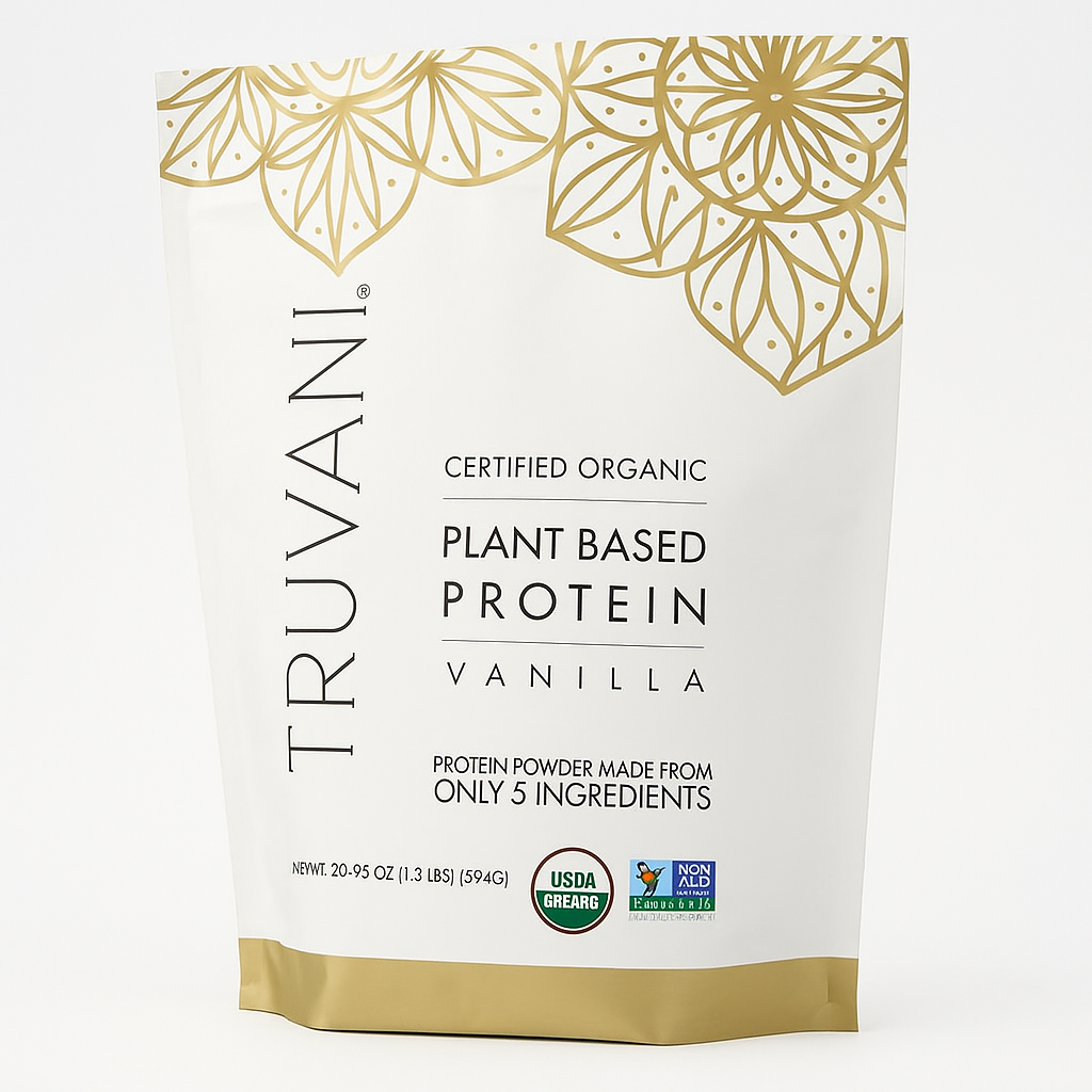 Truvani Organic Plant Based Protein Powder, Vanilla, 20 Servings