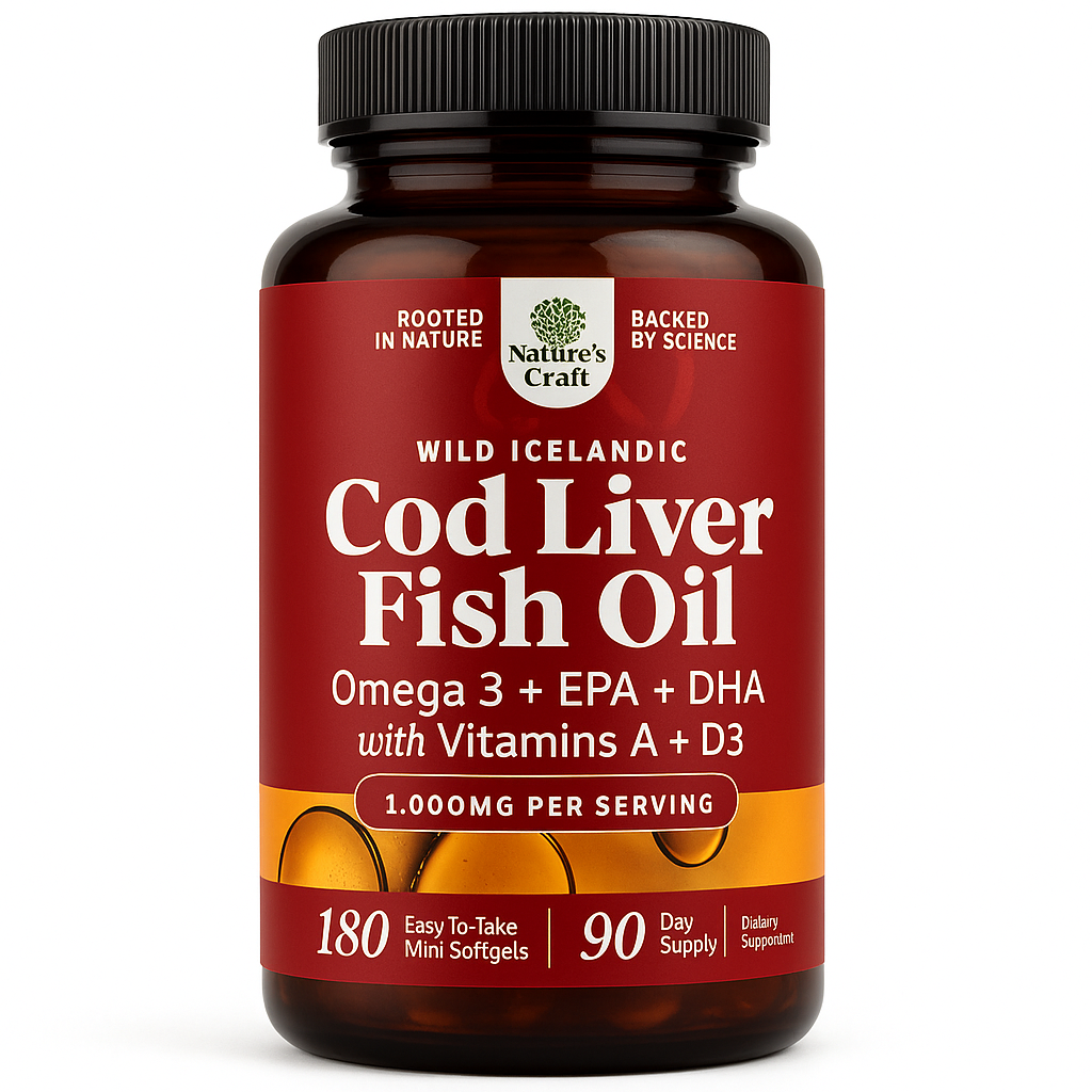 Nature's Craft Icelandic Cod Liver Oil Softgels - 180 Count