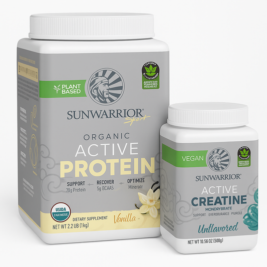 Sunwarrior Creatine Powder & Vanilla Active Organic Protein Set, 2-pac
