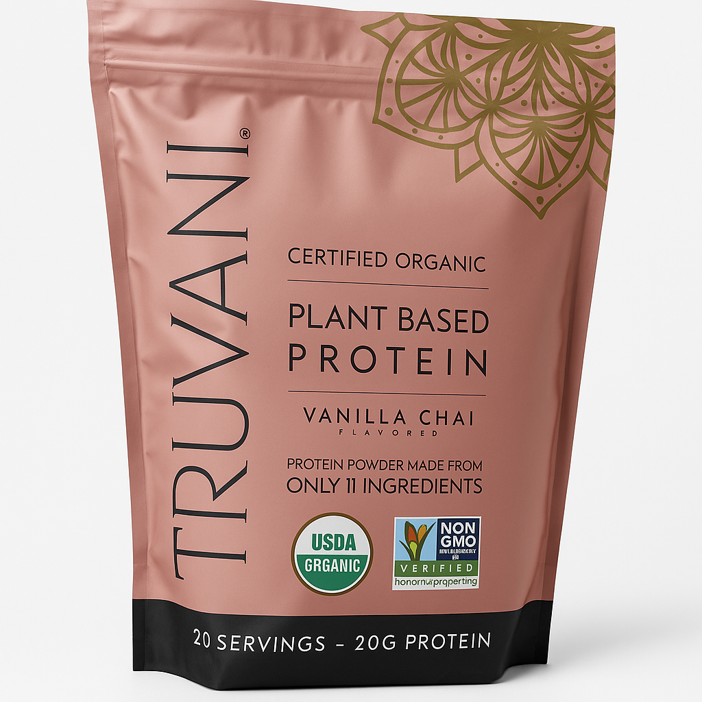 Truvani Organic Plant-Based Protein Powder Vanilla Chai, 20 Servings