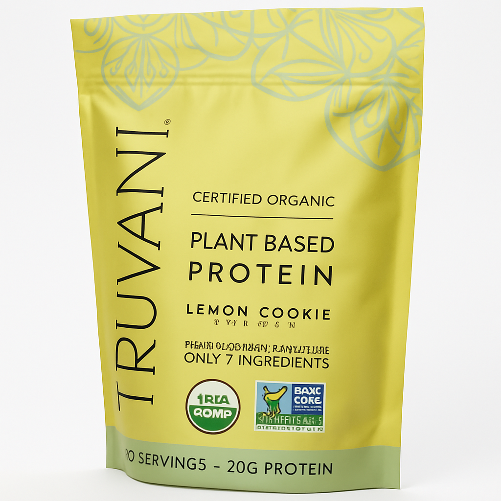 Truvani Organic Plant Based Protein Powder - Lemon Cookie, 20 Servings