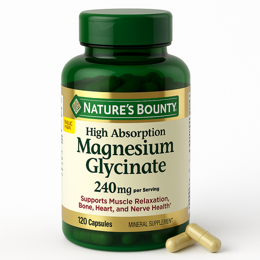 Nature's Bounty High Absorption Magnesium Glycinate Capsules 120 ct