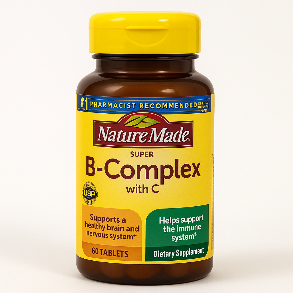 Nature Made Super B Complex with Vit C & Folic Acid Tablet, 60-Count