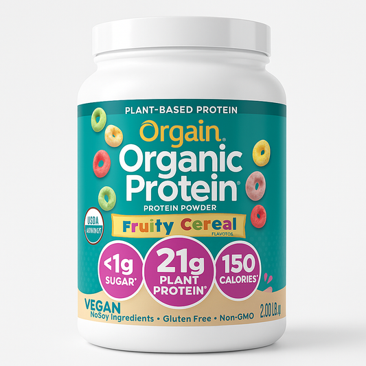 Orgain Organic Vegan Protein Powder, Fruity Cereal, 2.03 lb Pack of 12