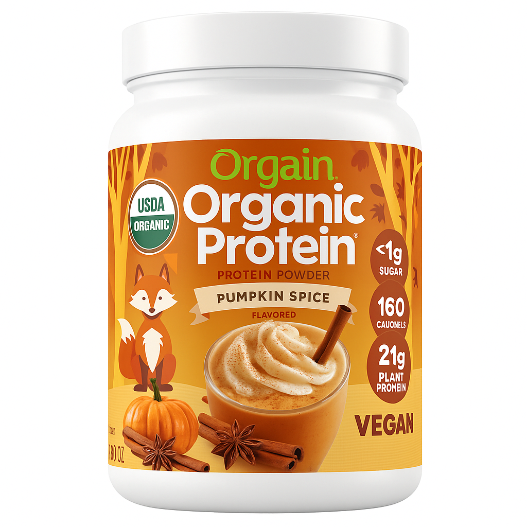 Orgain Organic Vegan 21g Protein Powder, Pumpkin Spice, 6 Pack