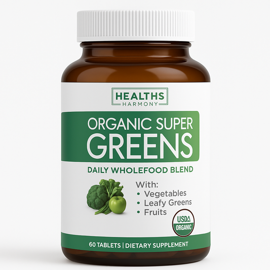 Healths Harmony USDA Organic Super Greens Supplement Tablet 60 Count