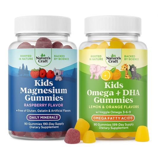 Nature's Craft Kids Magnesium & DHA Omega-3 Gummies Bundle, 180ct