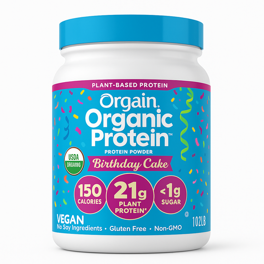 Orgain Organic Vegan 21g Protein Powder Birthday Cake - Pack of 1