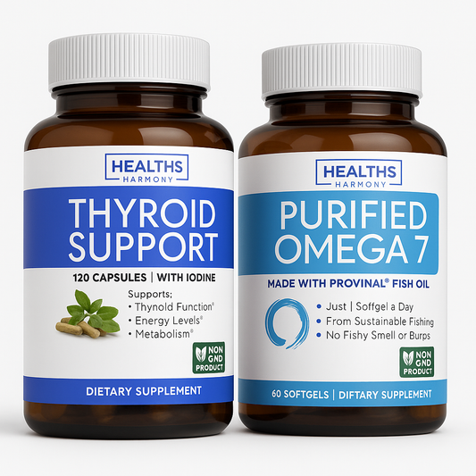 Healths Harmony Omega-7 Softgels & Thyroid Support Bundle (120)