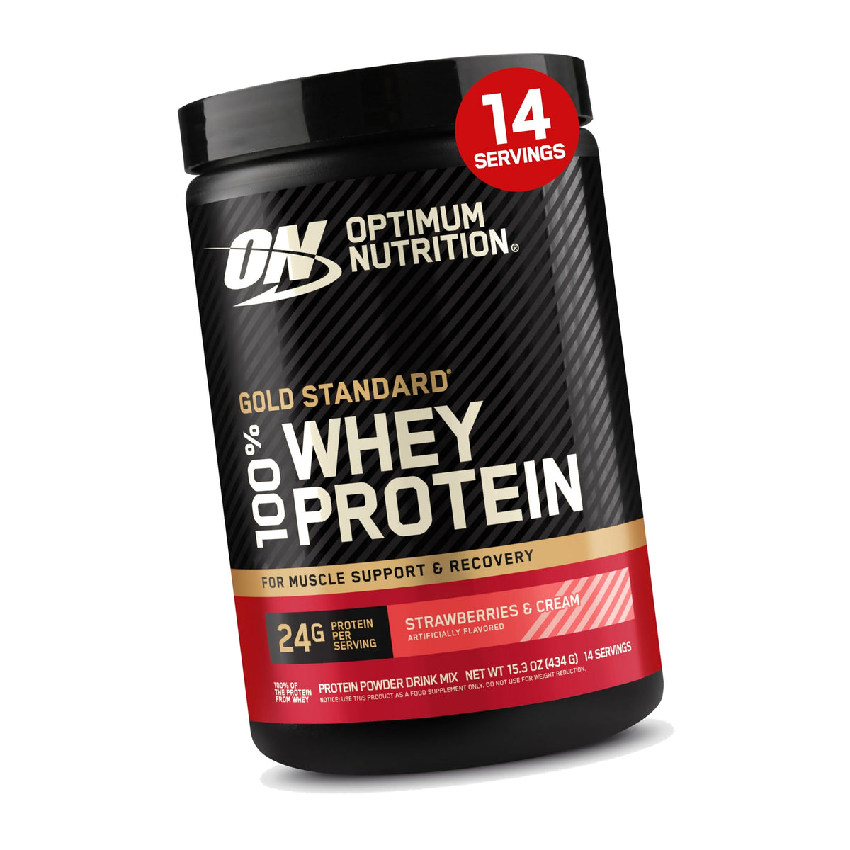 Optimum Nutrition Gold Standard Whey Protein, Strawberries & Cream, 1 LB