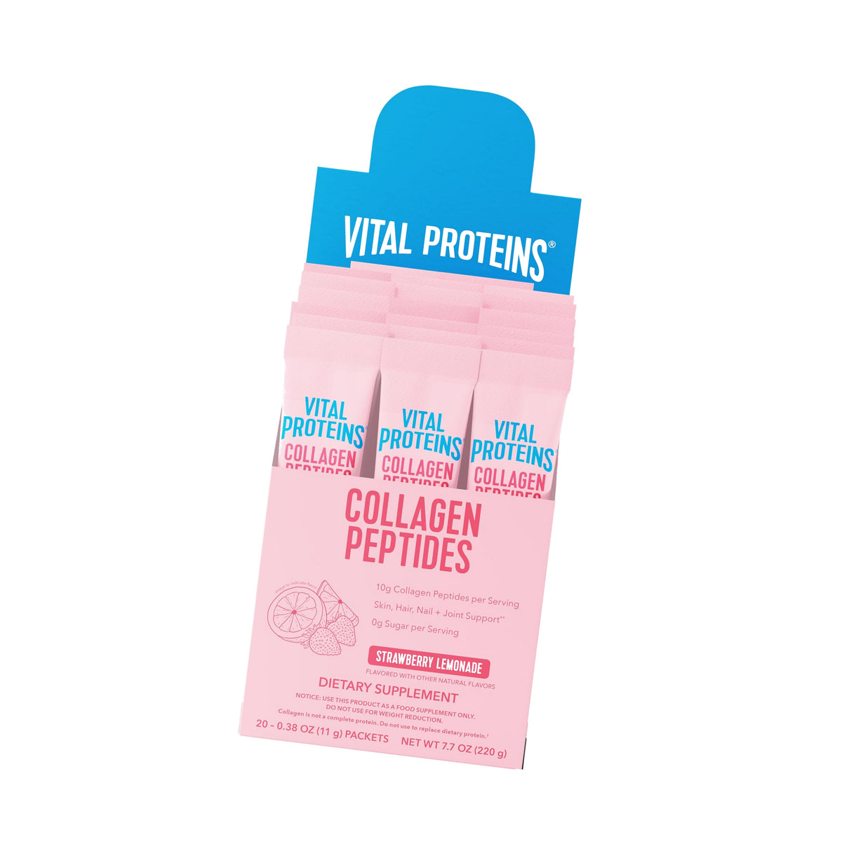 Vital Proteins Collagen Peptides Powder, Strawberry Lemonade Flavor, 20 Ct