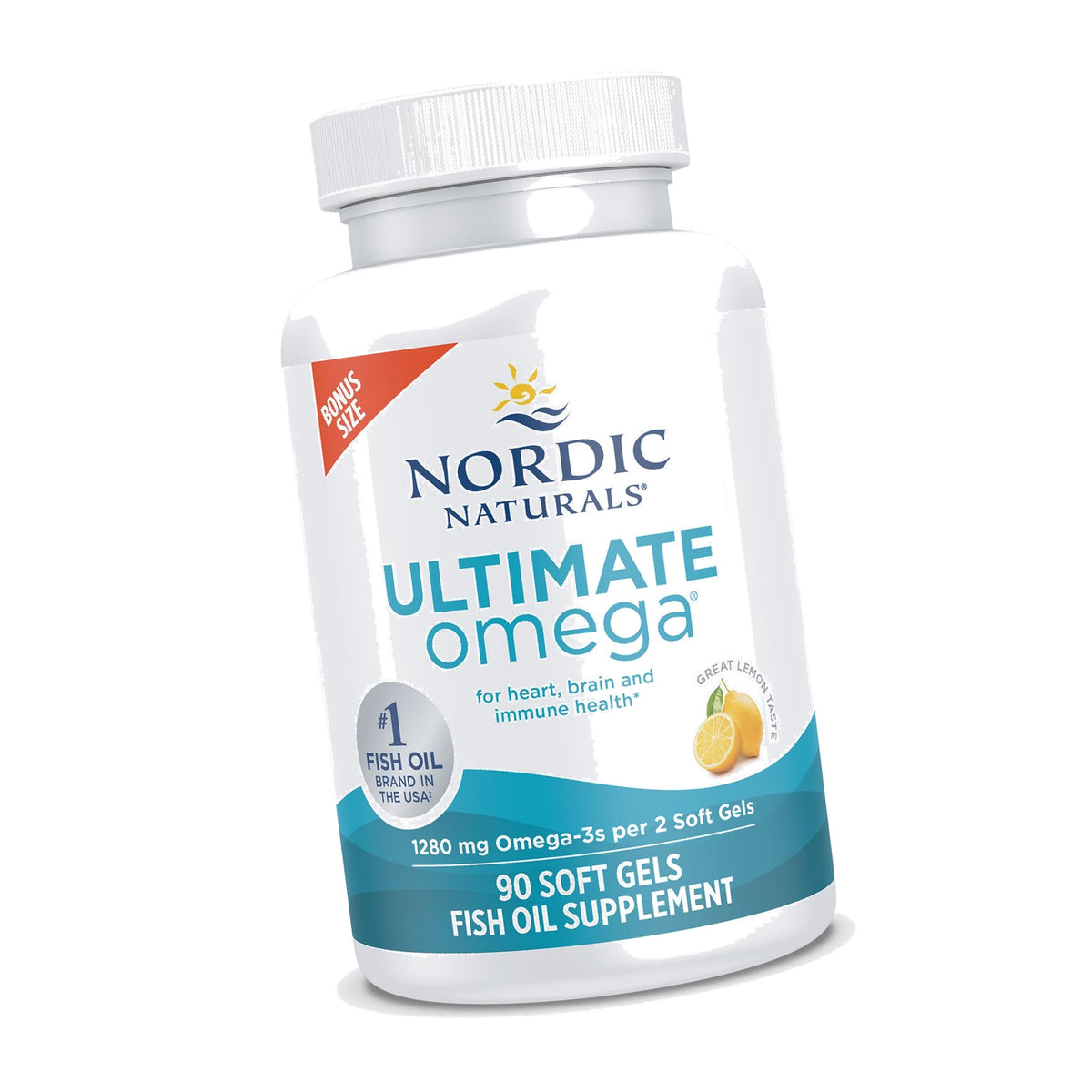 Nordic Naturals Ultimate Omega, 1280mg Omega-3 Fish Oil, Lemon - 90 Count