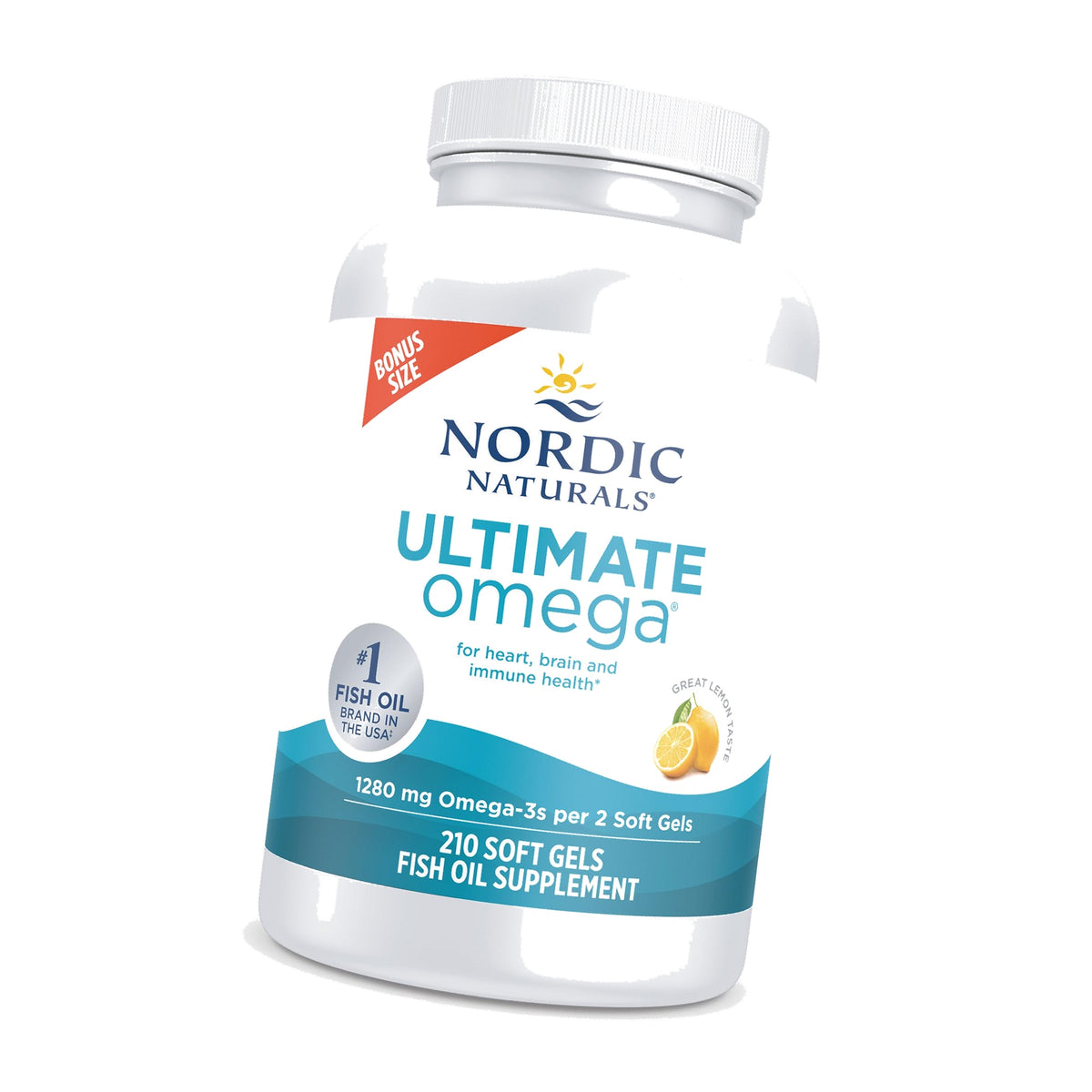 Nordic Naturals Ultimate Omega, 1280mg Omega-3 Fish Oil, Lemon - 210 Count