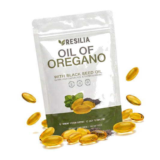 Resilia Oil Of Oregano Softgels with Black Seed Oil, 180 Softgels, Premium Grade, Non-GMO, Gluten-Free, Soy-Free, Daily Herbal Supplement