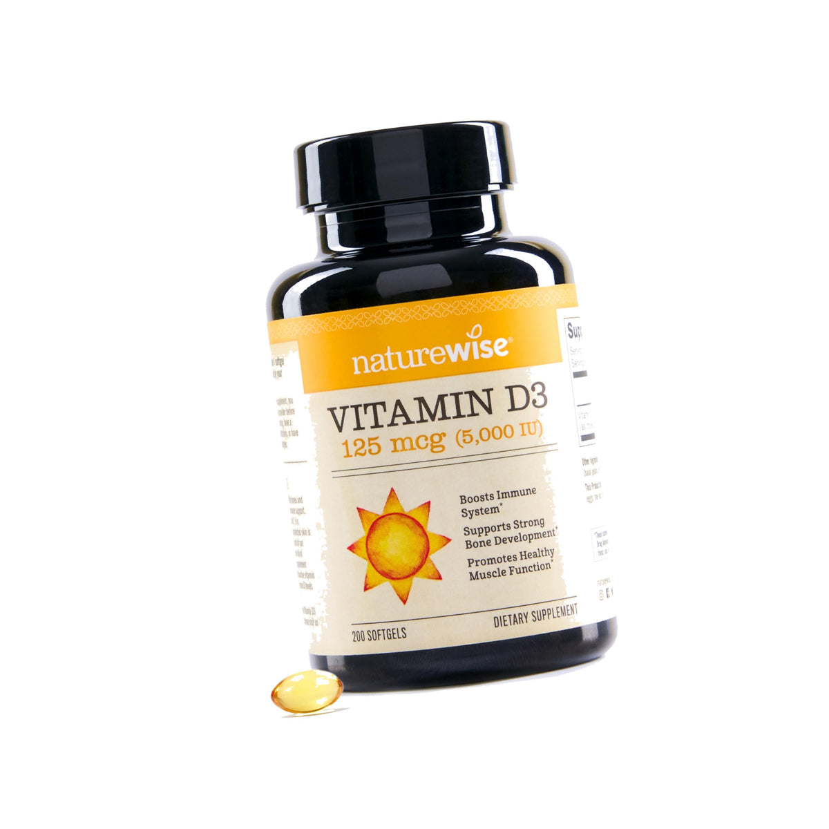 NatureWise Vitamin D3 5000IU Supplement, Immune Support, 200 Mini Softgels