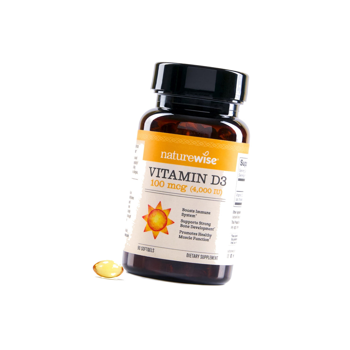 NatureWise Vitamin D3 4000IU Supplement, Immune Support, 90 Mini Softgels
