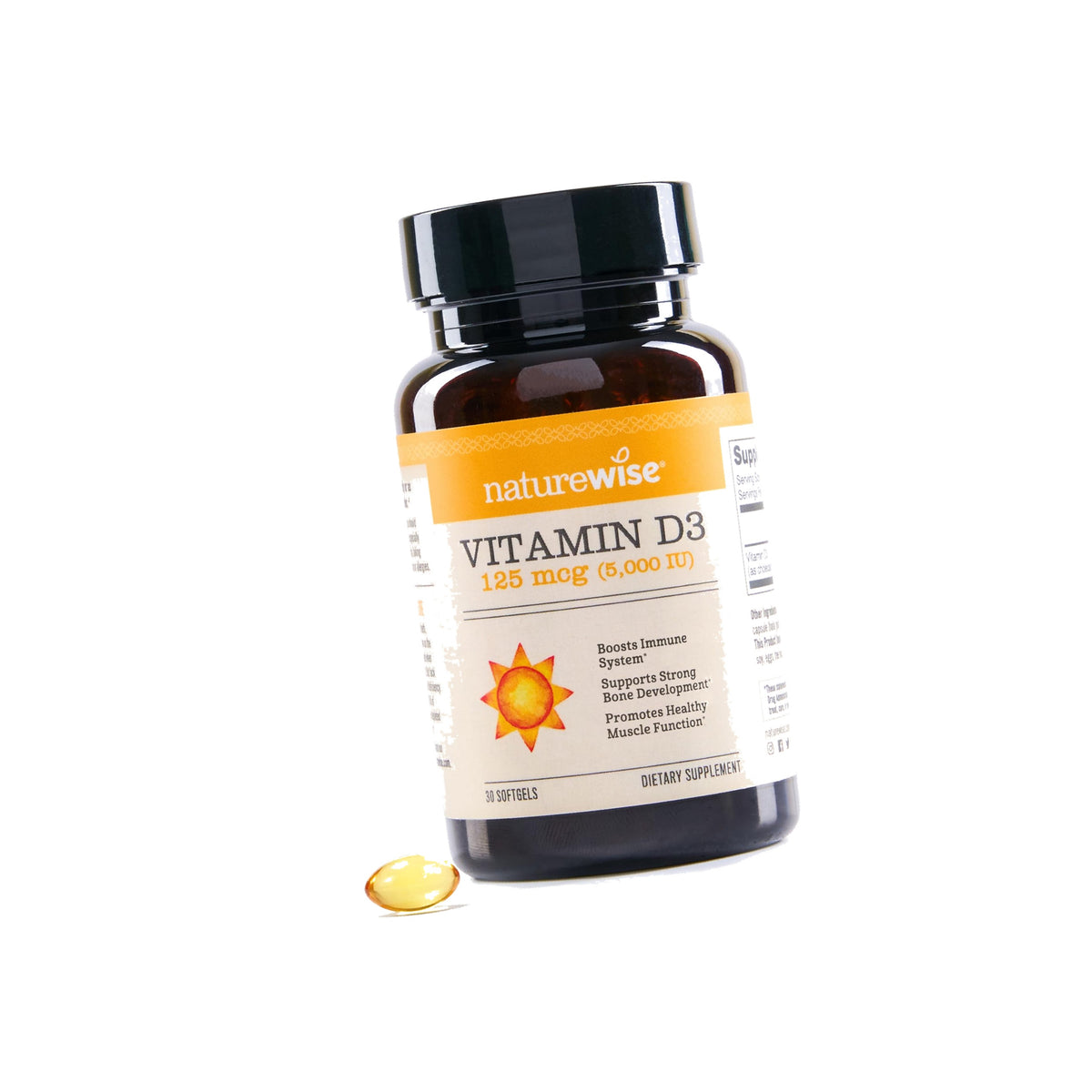 NatureWise Vitamin D3 5000IU Supplement, Bone & Immune Health, 30 Softgels