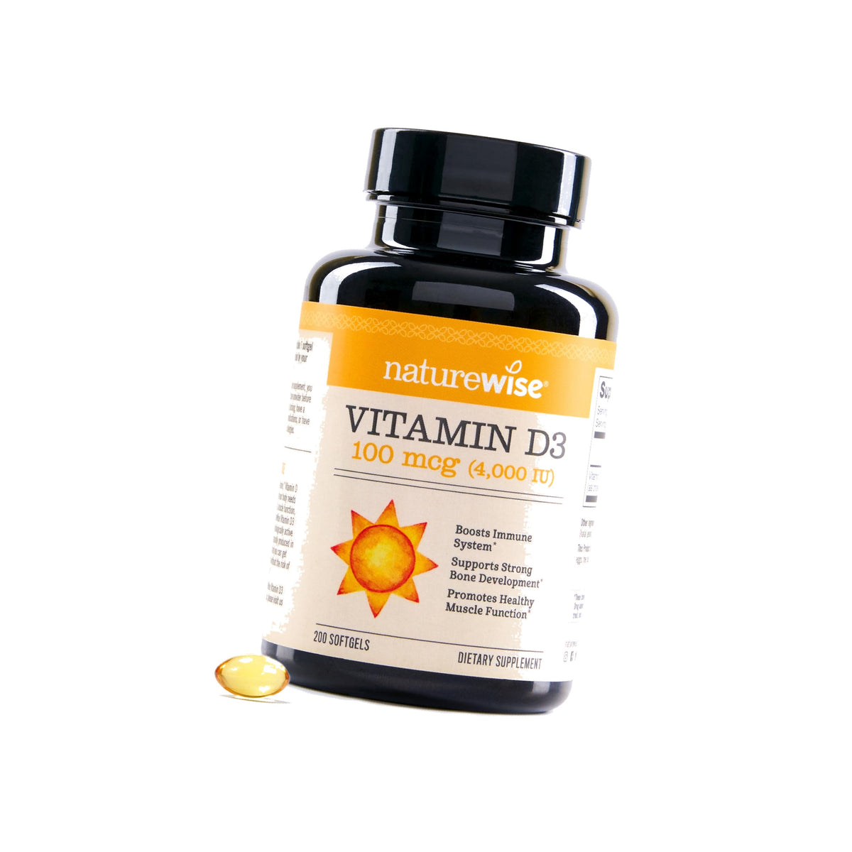 NatureWise Vitamin D3 4000IU Supplement, Immune Support, 200 Mini Softgels