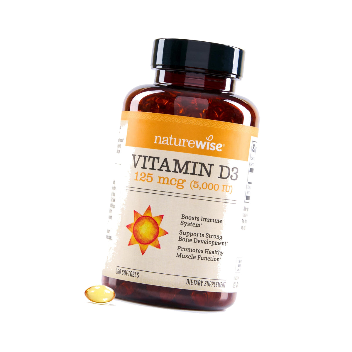 NatureWise Vitamin D3 5000IU Supplement, Immune Support, 360 Mini Softgels