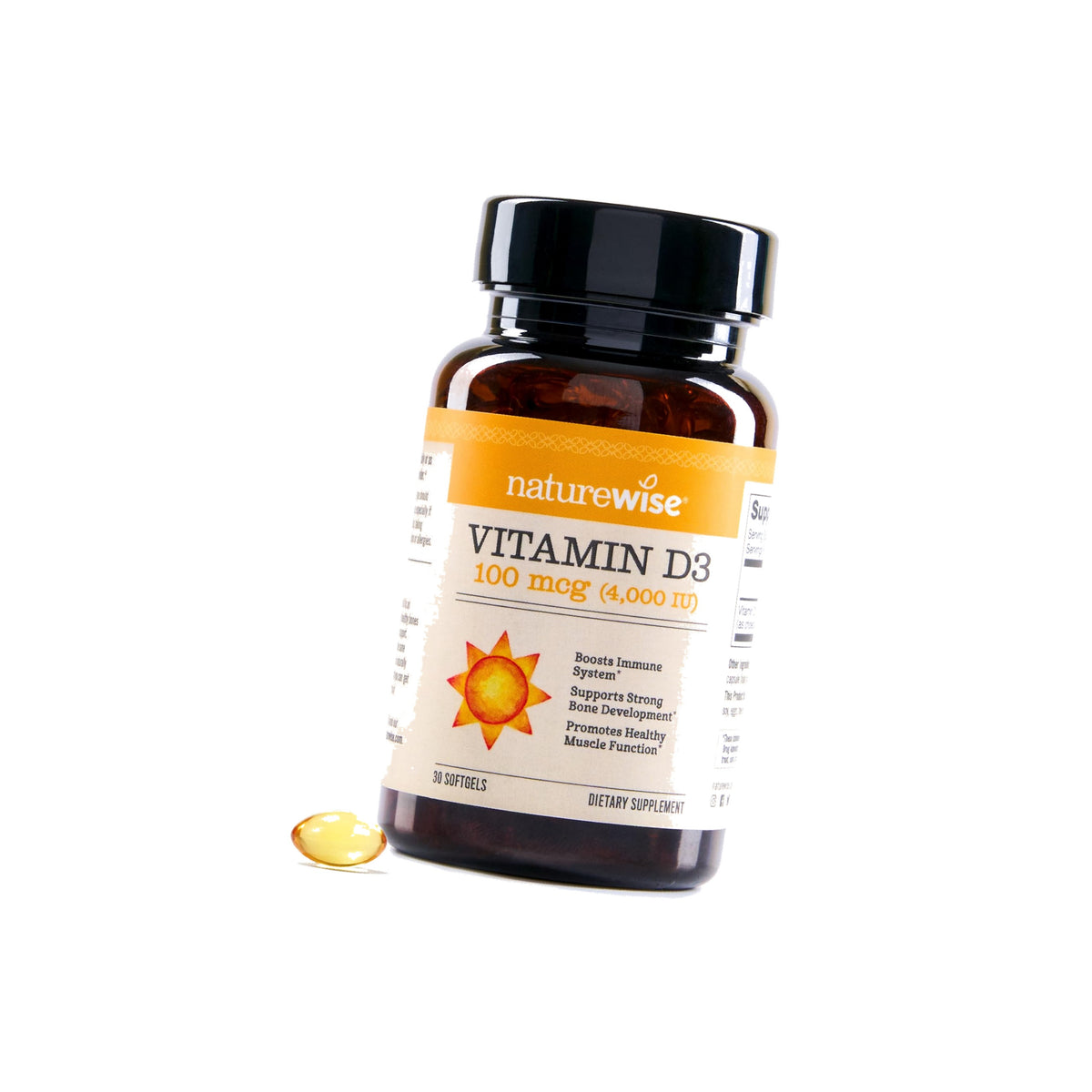 NatureWise Vitamin D3 4000IU Supplement, Immune Support, 30 Mini Softgels